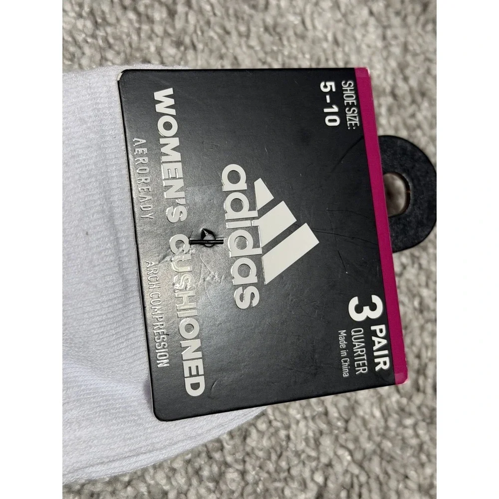 NWT Adidas White Women Aeroready Arch Compression Low Cut Socks 3 Pair Size 5-10